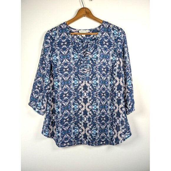 Coldwater Creek Top Women's Pintuck 3/4 Sleeve Boho Fairy Cottagecore Moroccan - Picture 6 of 6